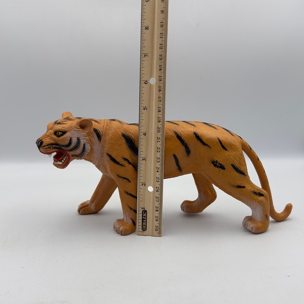 Vintage 1986 Imperial Toy Corp Tiger Figure Snarling Plastic Safari Animal 10" - Picture 6 of 10